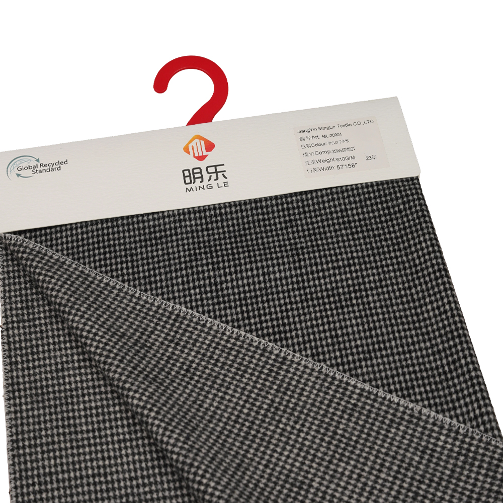 울 30%, 폴리에스터 60%, 기타섬유 10%, 610G/M, 흑백, 체크무늬 단면 오버코팅 원단, ML-20001