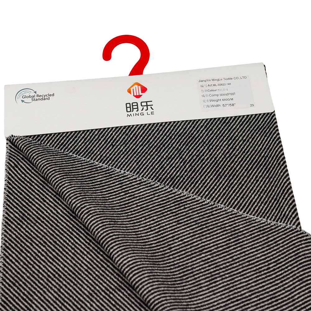 울 50%, 폴리에스테르 40%, 기타섬유 10%, 680G/M, 흑백, 트윌 멜튼 원단, ML-S0622-141