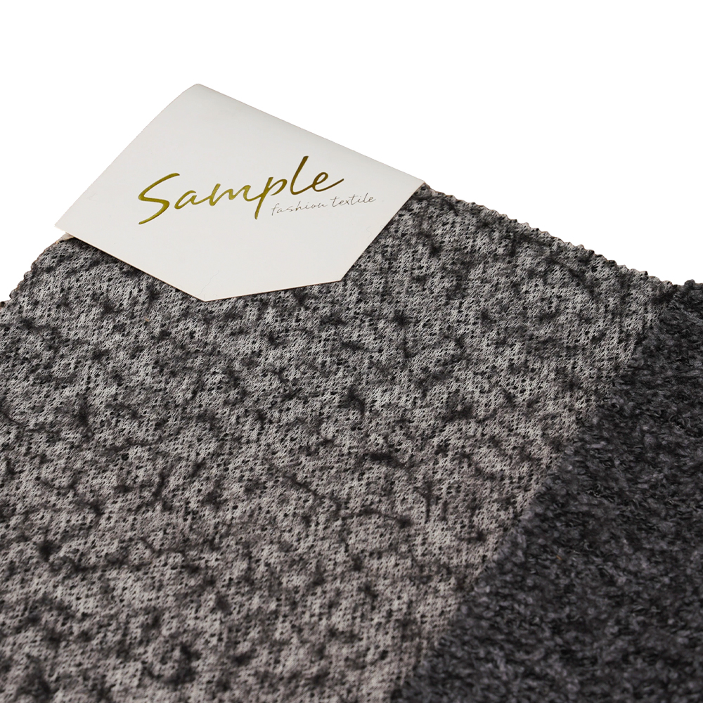 울 40%, 폴리에스터 60%, 750G/M, 블랙 앤 그레이, 발리 니트 모직 원단, ML-70165440-75
