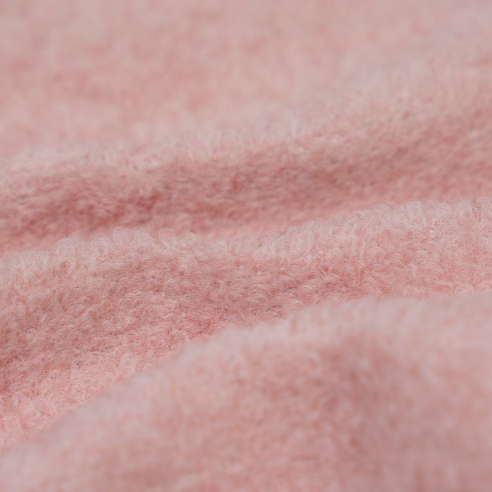 울 40%, 폴리에스터 60%, 700-740G/M, 핑크 앤 화이트, 작은 물고기 비늘 루프 니트 모직 원단, ML-26-X082022