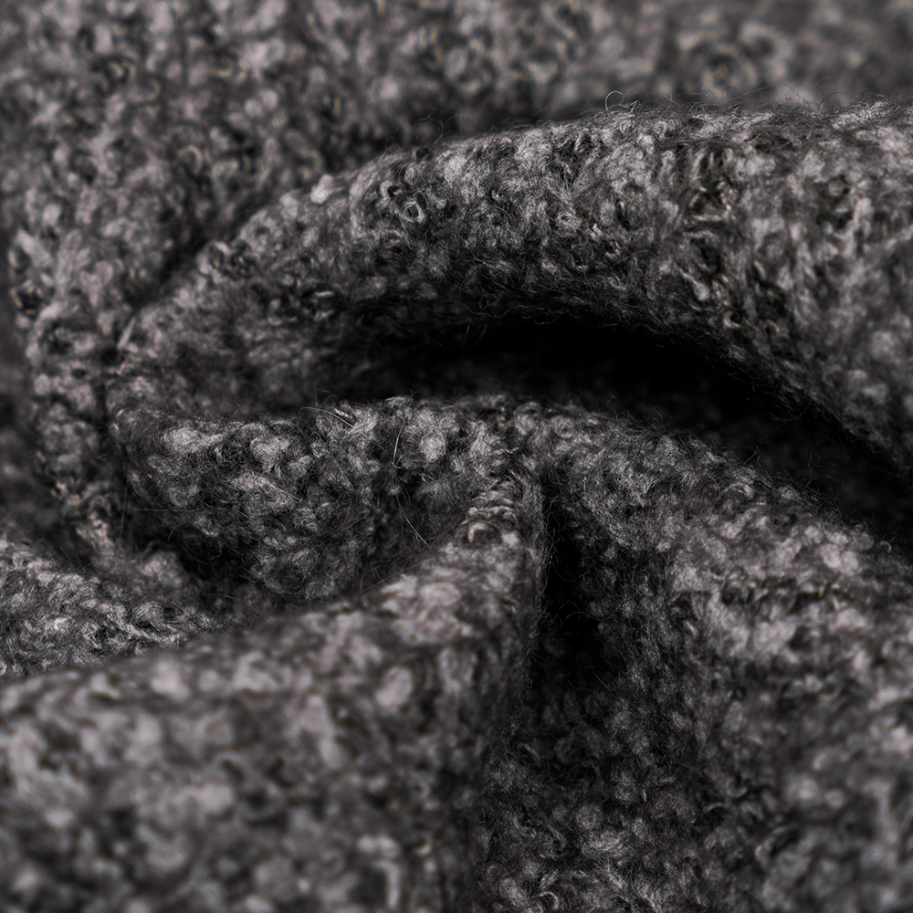 울 40%, 폴리에스터 60%, 750G/M, 블랙 앤 그레이, 발리 니트 모직 원단, ML-70165440-75